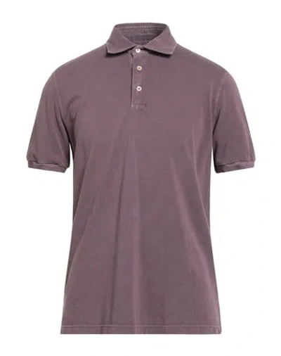 Fedeli Man Polo Shirt Plum Size 42 Cotton In Purple