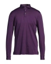 Fedeli Man Polo Shirt Purple Size 42 Cotton, Organic Cotton In Purple