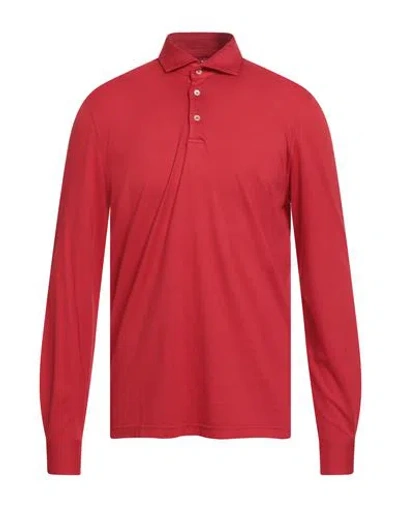 Fedeli Man Polo Shirt Red Size 40 Cotton