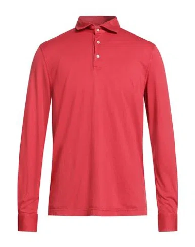 Fedeli Man Polo Shirt Red Size 44 Cotton In Pink