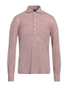 Fedeli Man Polo Shirt Rust Size 38 Linen, Cotton In Red