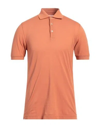 Fedeli Man Polo Shirt Rust Size 50 Cotton In Red