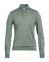 Fedeli Man Polo Shirt Sage Green Size 38 Organic Cotton