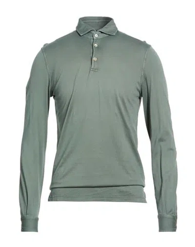 Fedeli Man Polo Shirt Sage Green Size 38 Organic Cotton