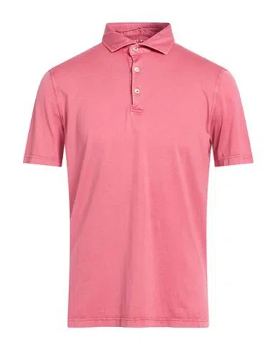 Fedeli Man Polo Shirt Salmon Pink Size 40 Cotton
