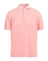 Fedeli Man Polo Shirt Salmon Pink Size 50 Cotton