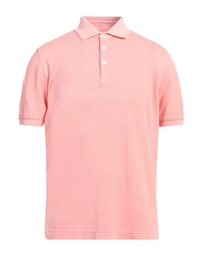 Fedeli Man Polo Shirt Salmon Pink Size 50 Cotton