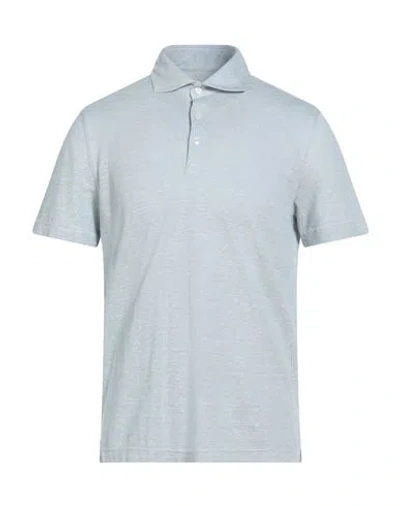 Fedeli Man Polo Shirt Sky Blue Size 38 Cotton, Linen