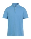 Fedeli Man Polo Shirt Sky Blue Size 40 Organic Cotton