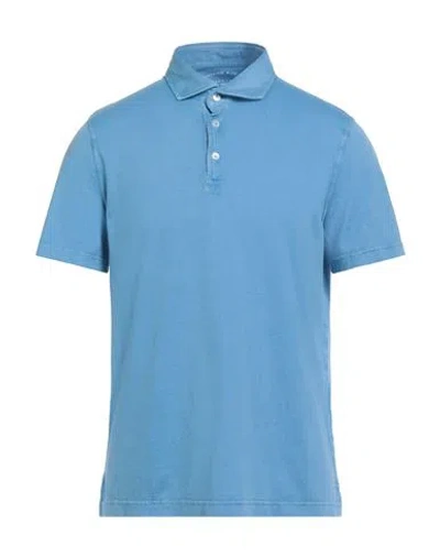 Fedeli Man Polo Shirt Sky Blue Size 40 Organic Cotton