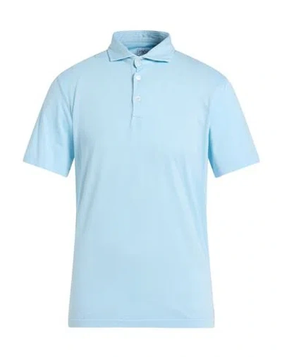 Fedeli Man Polo Shirt Sky Blue Size 42 Cotton