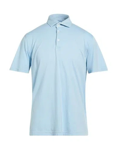 Fedeli Man Polo Shirt Sky Blue Size 44 Cotton