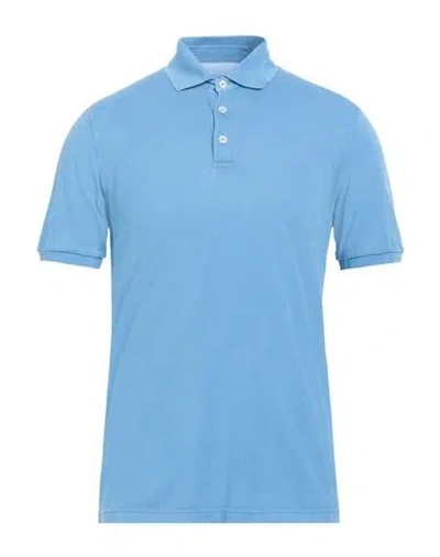 Fedeli Man Polo Shirt Sky Blue Size 44 Cotton