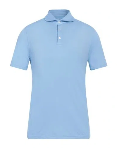 Fedeli Man Polo Shirt Sky Blue Size 46 Cotton