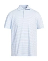 Fedeli Man Polo Shirt Slate Blue Size 48 Cotton, Nylon, Elastane In Blue