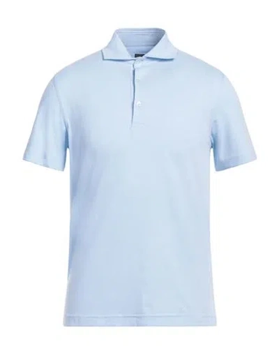 Fedeli Man Polo Shirt Sky Blue Size 50 Cotton, Nylon, Elastane