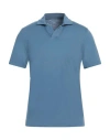 Fedeli Man Polo Shirt Slate Blue Size 38 Organic Cotton