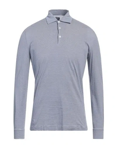 Fedeli Man Polo Shirt Slate Blue Size 40 Cotton