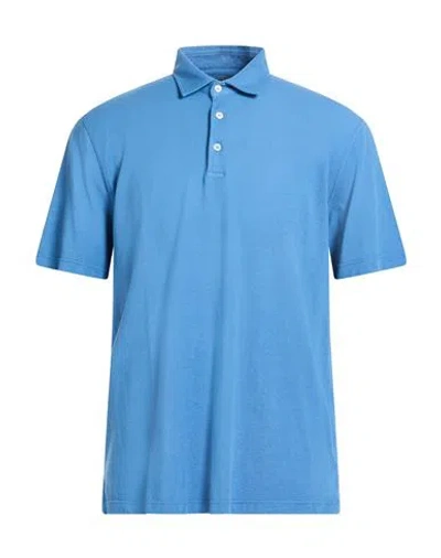 Fedeli Man Polo Shirt Slate Blue Size 44 Cotton