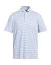 Fedeli Man Polo Shirt Slate Blue Size 48 Cotton, Nylon, Elastane In Blue