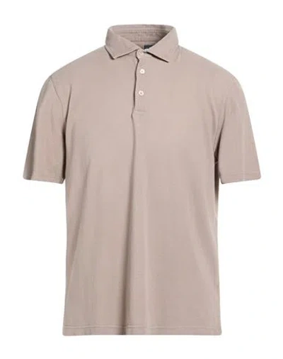 Fedeli Man Polo Shirt Taupe Size 42 Cotton In Gray