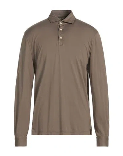 Fedeli Man Polo Shirt Taupe Size 46 Cotton In Brown