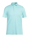 Fedeli Man Polo Shirt Turquoise Size 38 Cotton In Blue