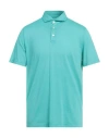 Fedeli Man Polo Shirt Turquoise Size 48 Cotton In Blue