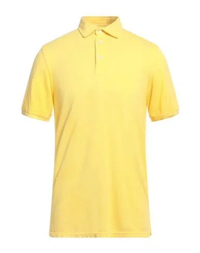 Fedeli Man Polo Shirt Yellow Size 40 Cotton