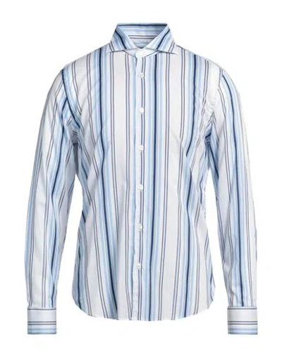 Fedeli Man Shirt Azure Size 15 ¾ Cotton, Elastane In Blue