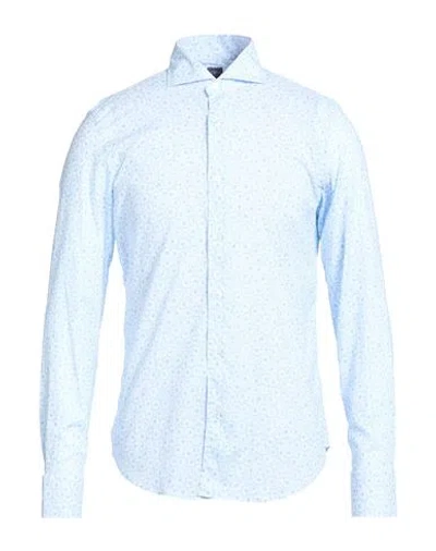 Fedeli Man Shirt Azure Size 15 ¾ Cotton, Elastane In Blue