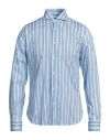 Fedeli Man Shirt Azure Size 15 ¾ Cotton, Elastane In Blue