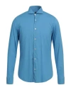 Fedeli Man Shirt Light Blue Size 48 Cotton In Blue