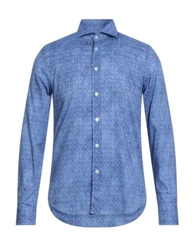Fedeli Man Shirt Blue Size 15 ½ Cotton, Elastane