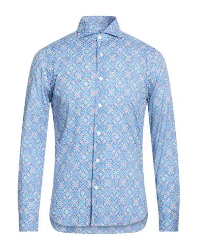 Fedeli Man Shirt Blue Size 15 ¾ Cotton, Elastane
