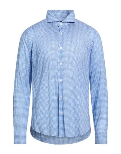Fedeli Man Shirt Blue Size 15 ¾ Cotton, Elastane