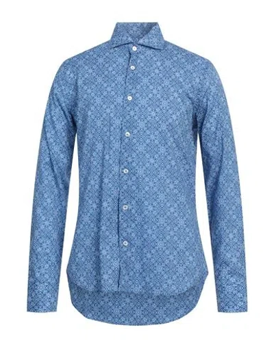 Fedeli Man Shirt Blue Size 15 ½ Cotton, Elastane