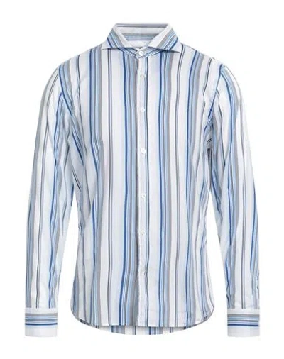 Fedeli Man Shirt Blue Size 16 Cotton, Elastane