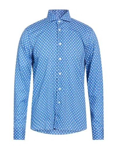 Fedeli Man Shirt Blue Size 16 ½ Cotton, Elastane