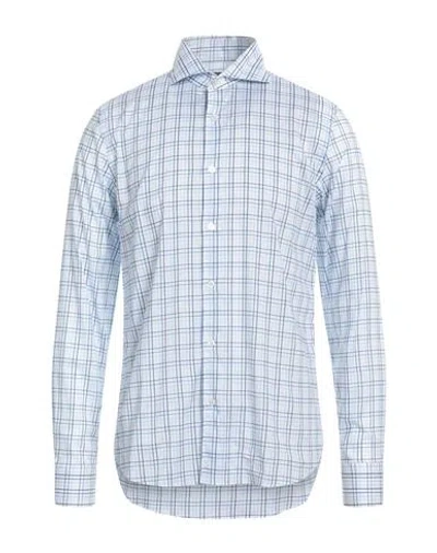 Fedeli Man Shirt Blue Size 16 Cotton, Elastane