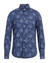 Fedeli Man Shirt Blue Size 16 Cotton, Elastane In Blue