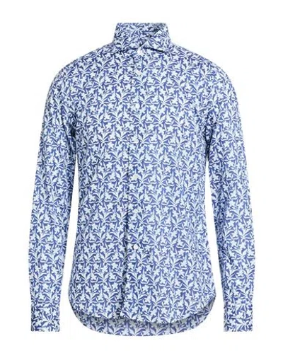 Fedeli Man Shirt Blue Size 16 Cotton, Elastane In Multi