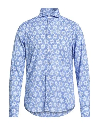 Fedeli Man Shirt Blue Size 17 ½ Cotton, Elastane