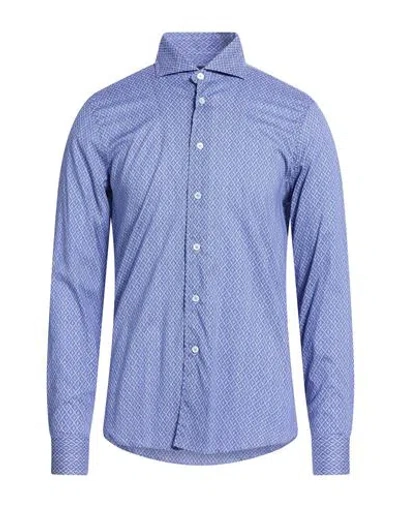 Fedeli Man Shirt Blue Size 17 ½ Cotton, Elastane