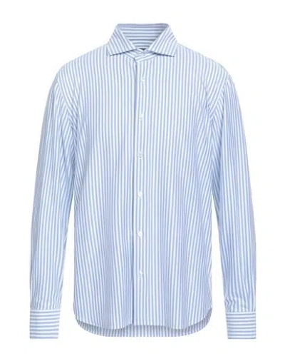 Fedeli Man Shirt Blue Size 17 Cotton, Nylon, Elastane