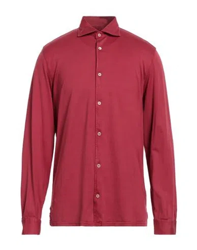 Fedeli Man Shirt Brick Red Size 46 Cotton