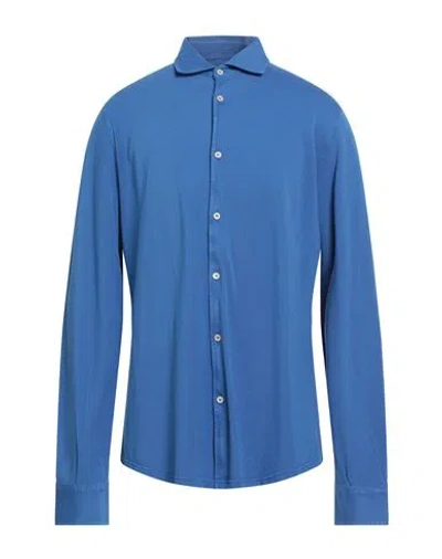 Fedeli Man Shirt Bright Blue Size 40 Organic Cotton