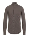 Fedeli Man Shirt Brown Size 36 Organic Cotton