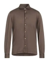 Fedeli Man Shirt Brown Size 40 Organic Cotton