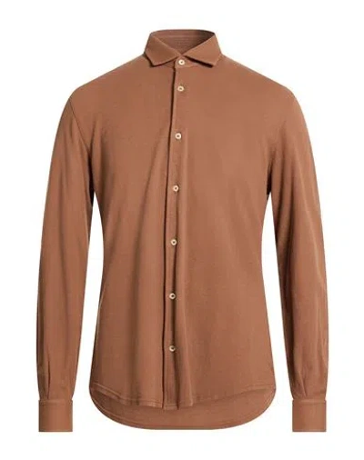 Fedeli Man Shirt Brown Size 46 Cotton